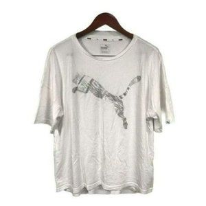 Puma Summer Fashion Tee White and Silver, Size XL